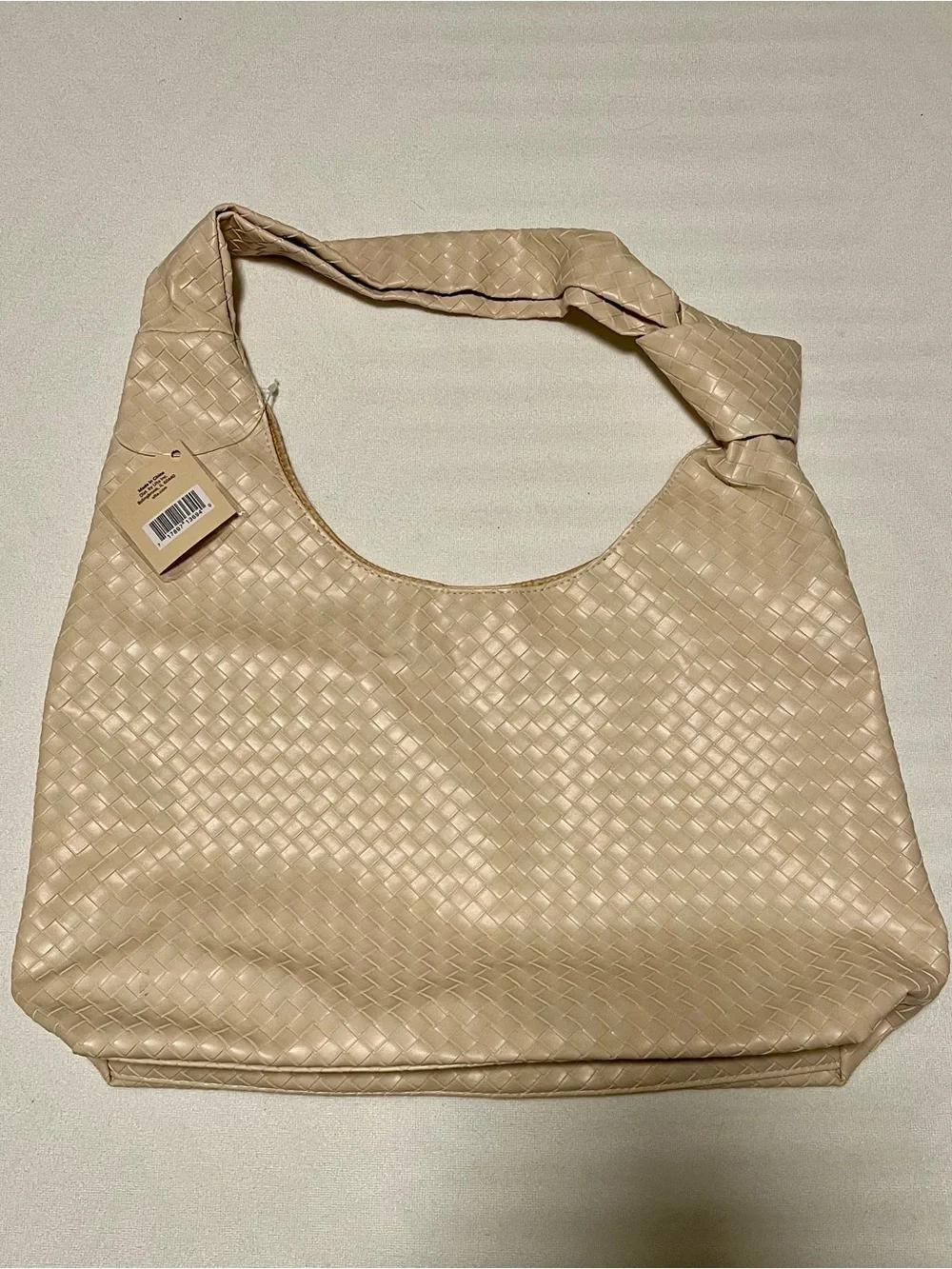 Ulta Beauty Woven Shoulder Hobo Bag Purse Faux Leather CREAM OFF WHITE Knotted